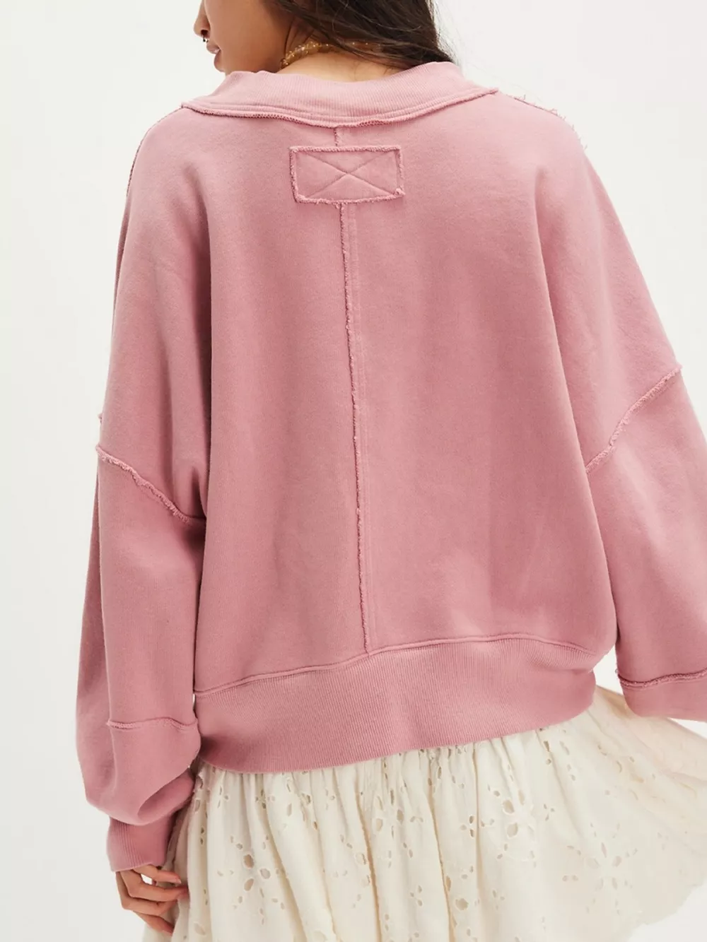 Exposed Seam Dropped Shoulder Sweatshirt, image 4