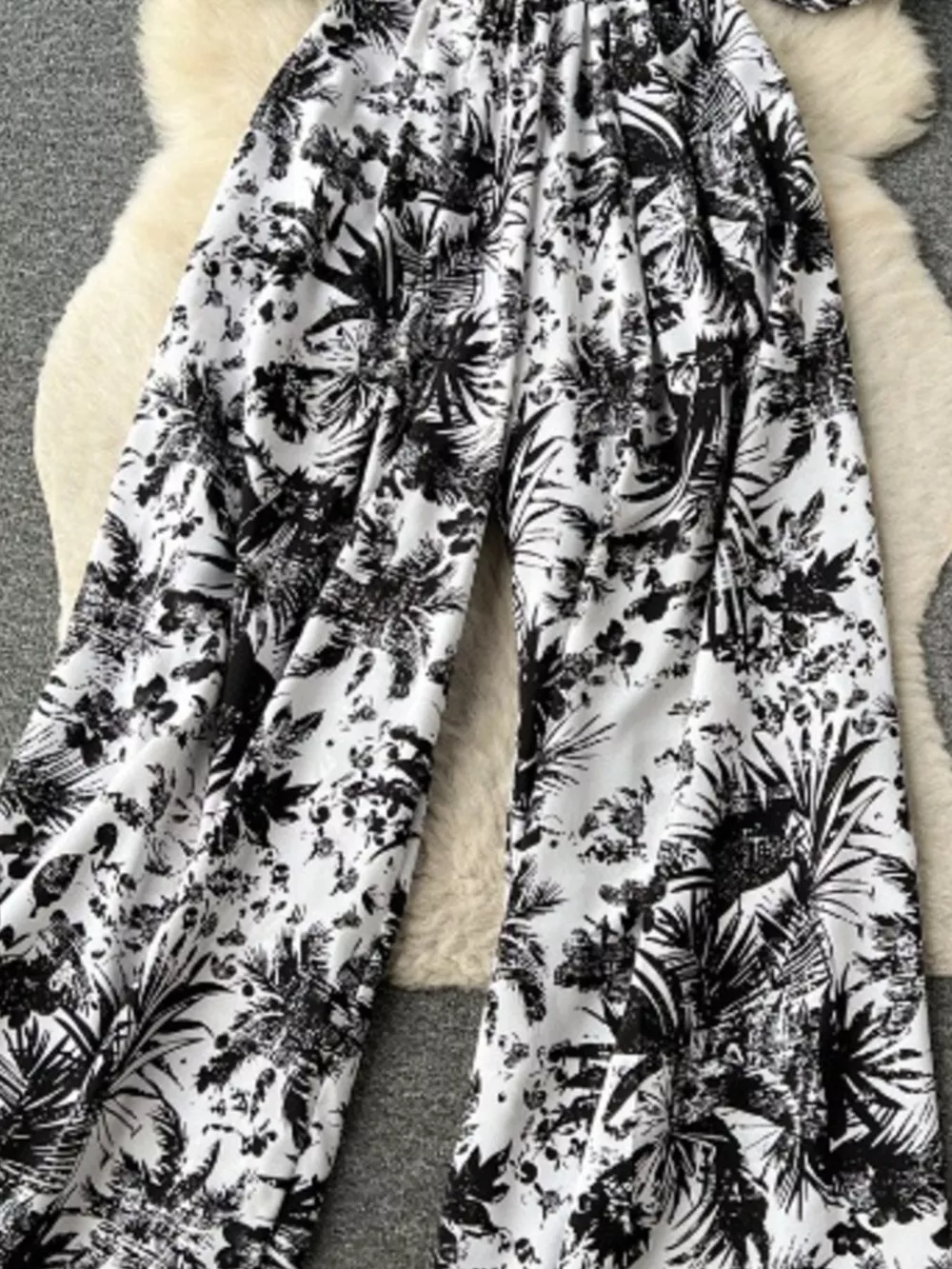 Smocked V-Neck Wide Leg Jumpsuit, image 32