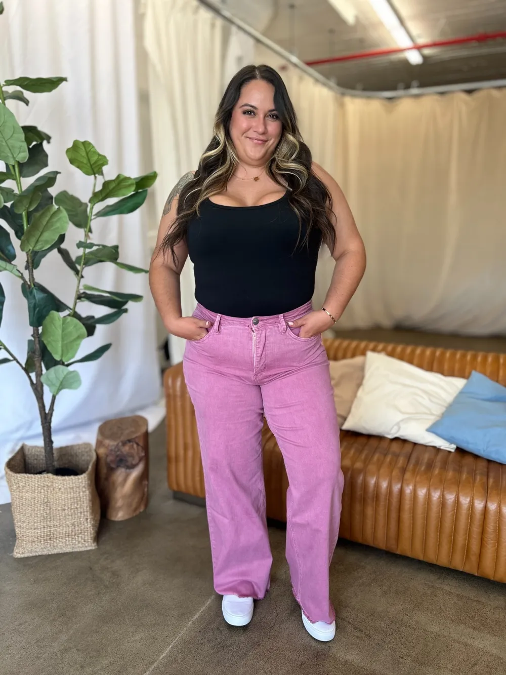Full Size High Rise Garment Dye Wide Leg Jeans, image 9