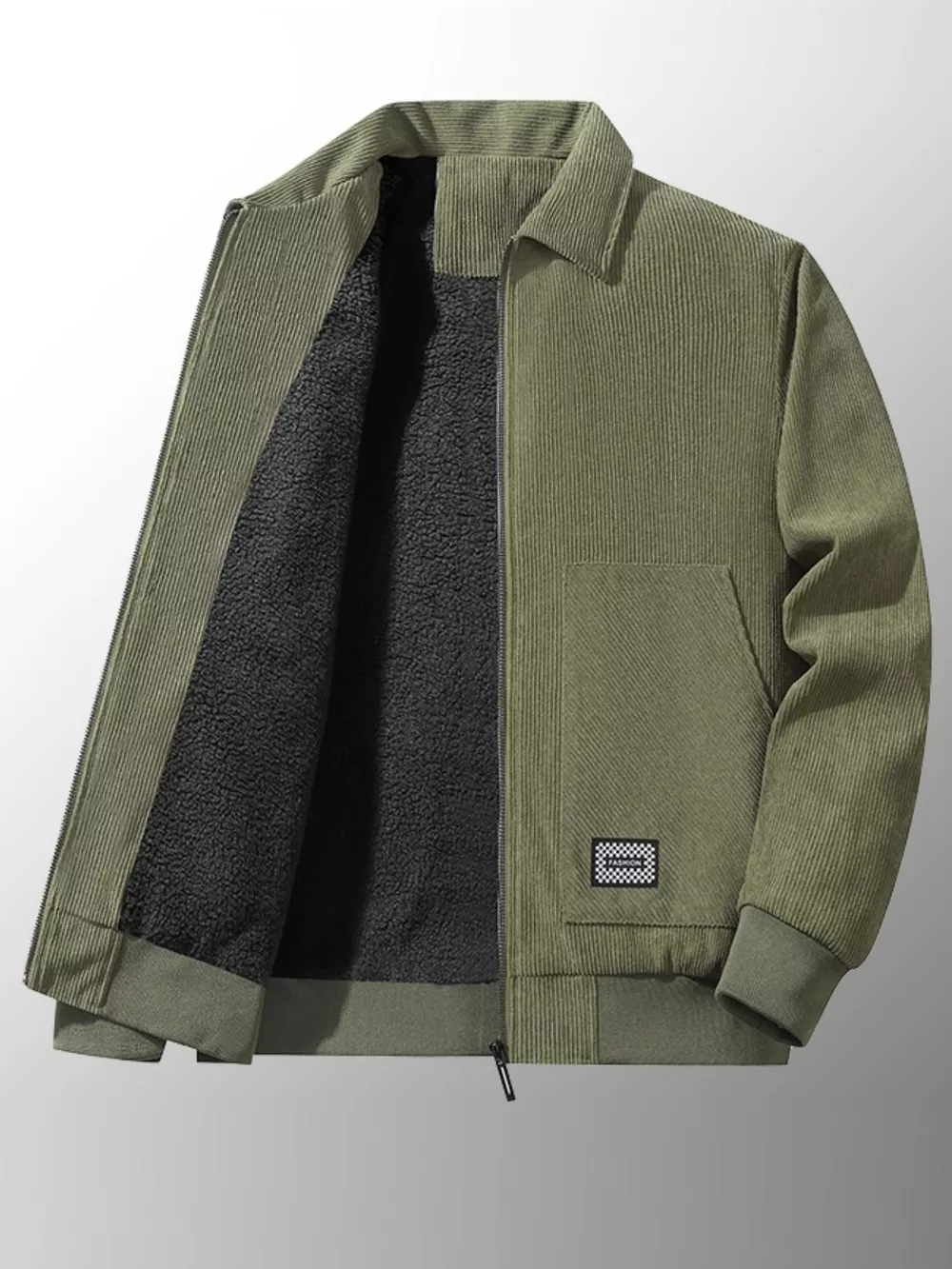 Men's Plus Size Corduroy Sherpa Lined Winter Jacket