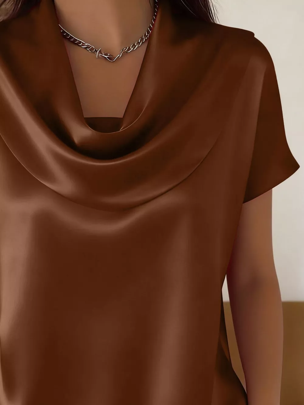 Cowl Neck Short Sleeve Blouse, image 2