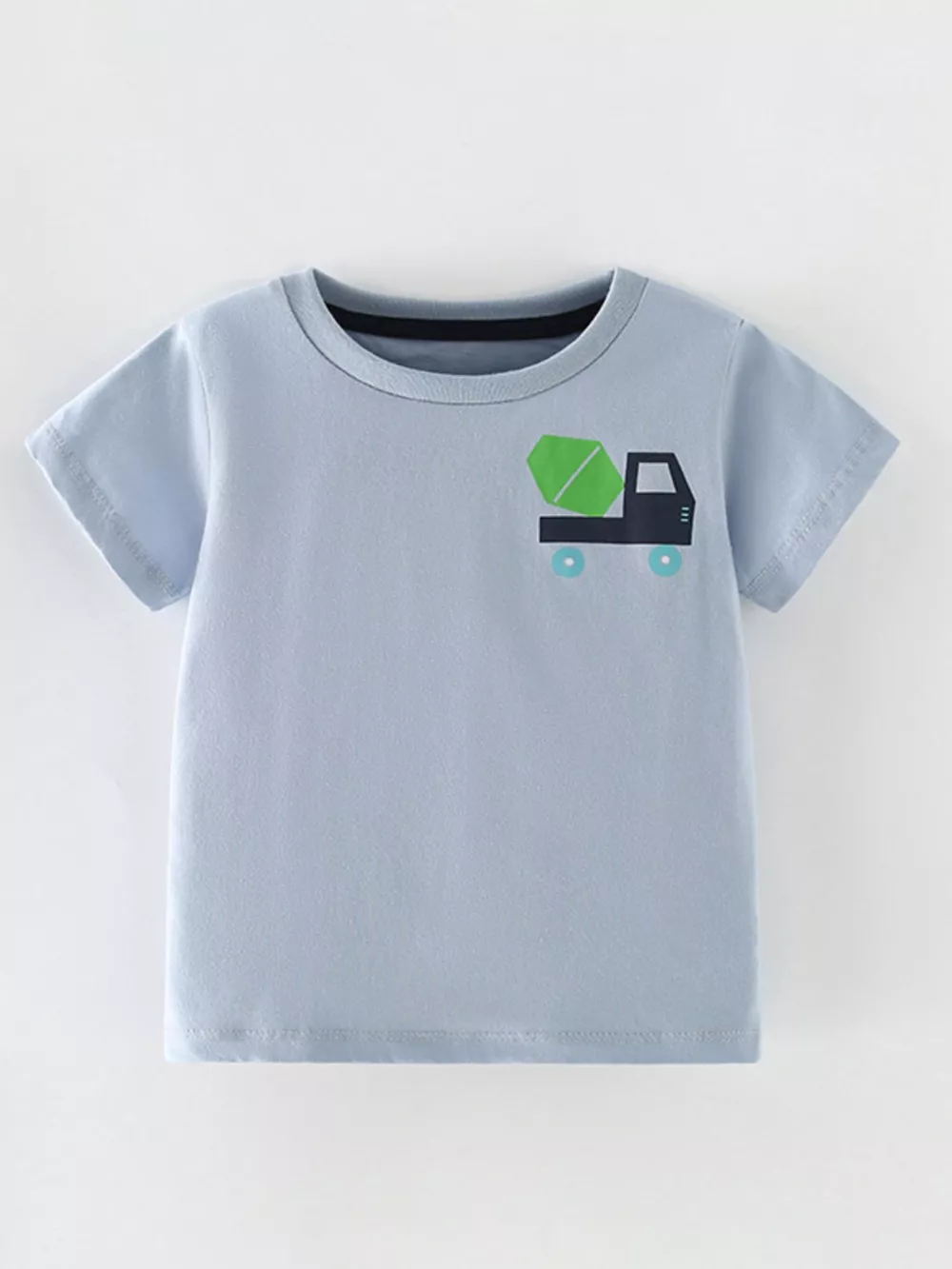 Children's Cartoon Truck Graphic Short Sleeve T-Shirt