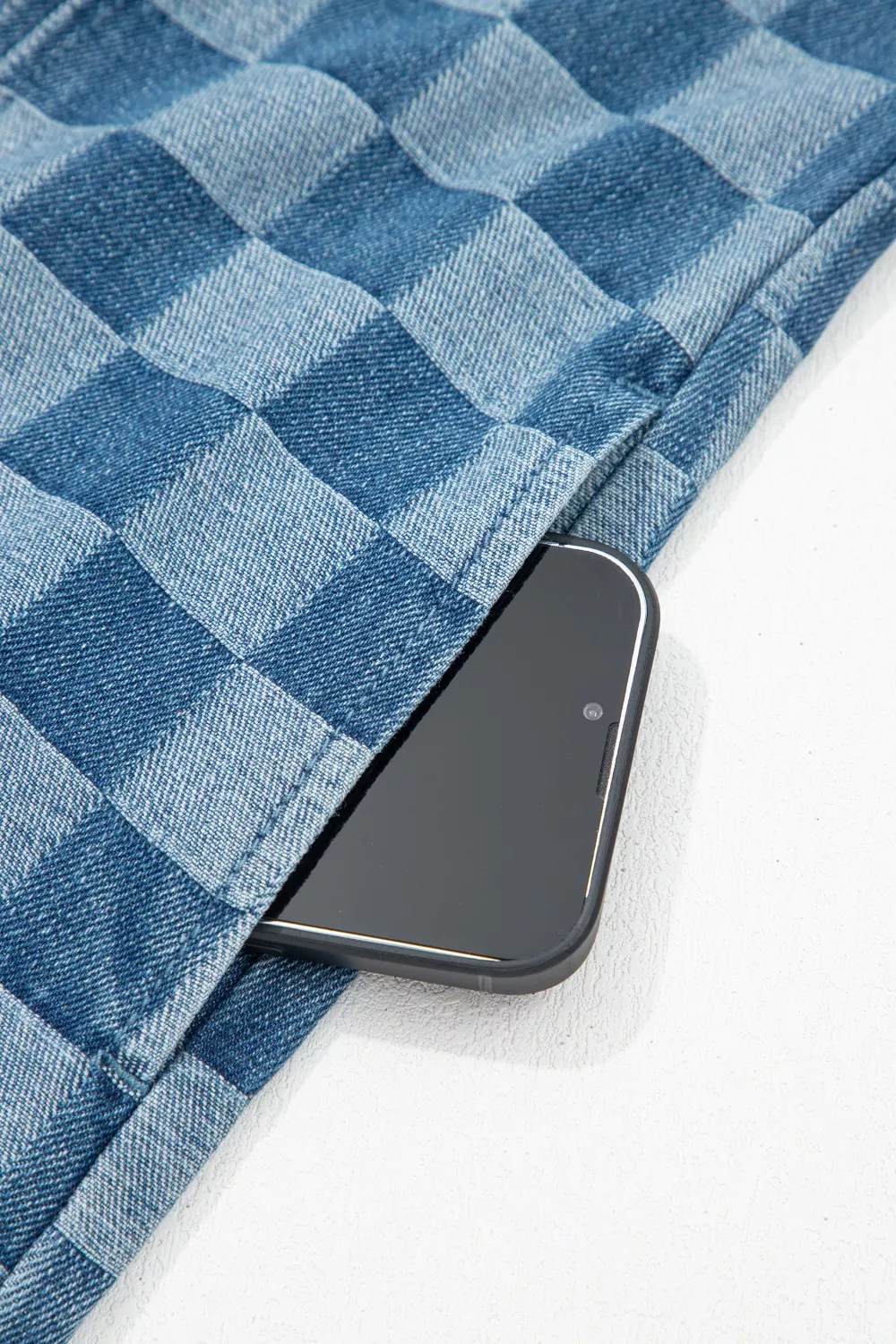 Frayed Hem Checkered Denim Mini Dress, image 10