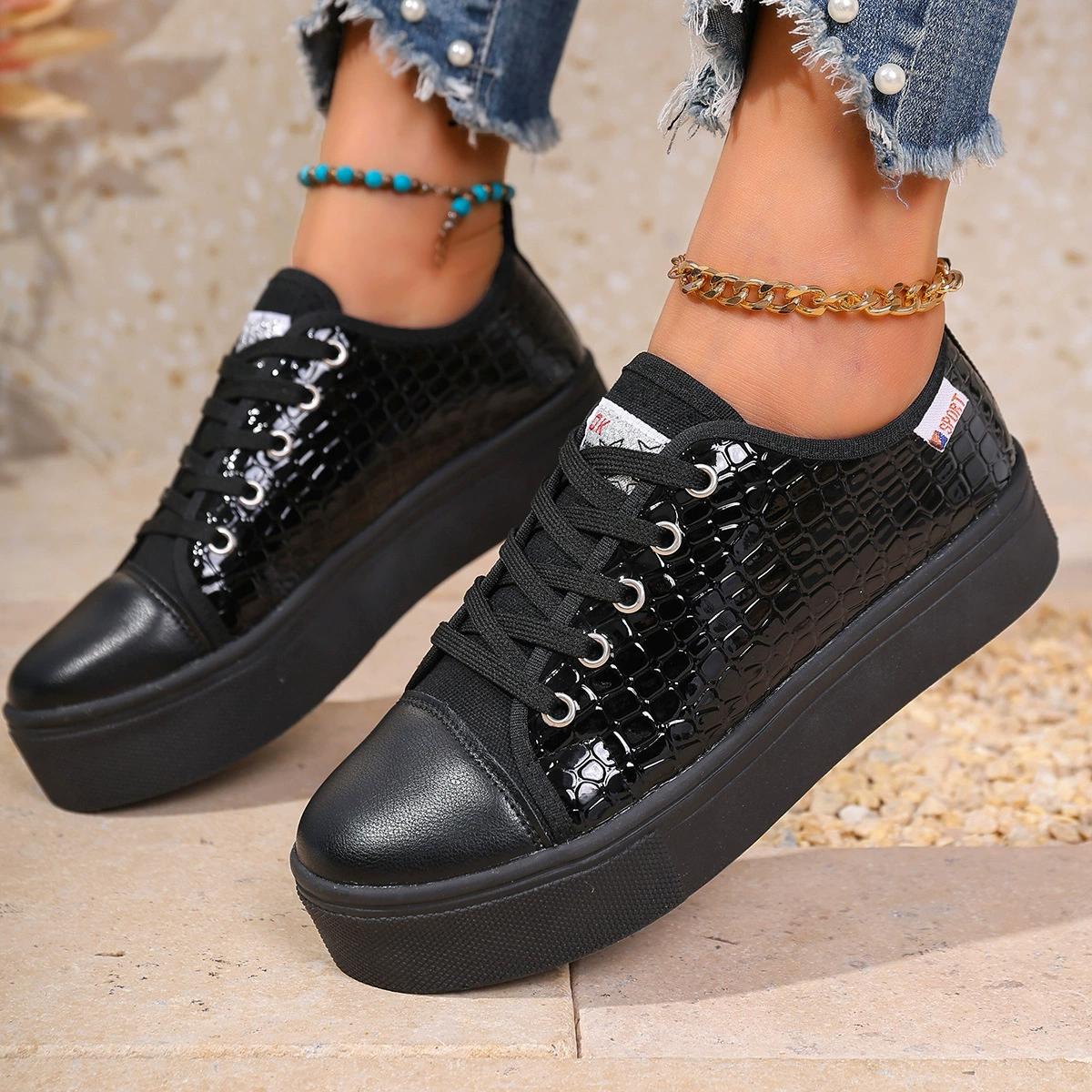 Round Toe Platform Sneakers, image 2