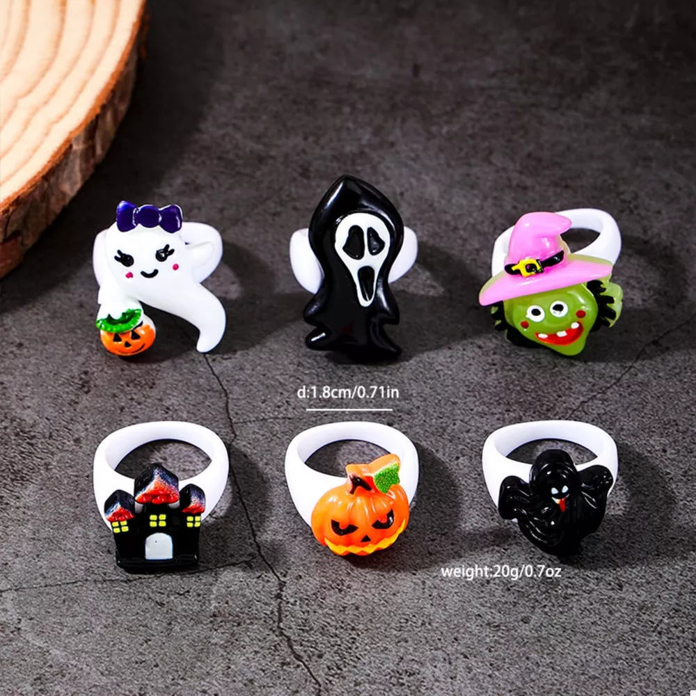 6 Piece Halloween Themed Rings, image 4
