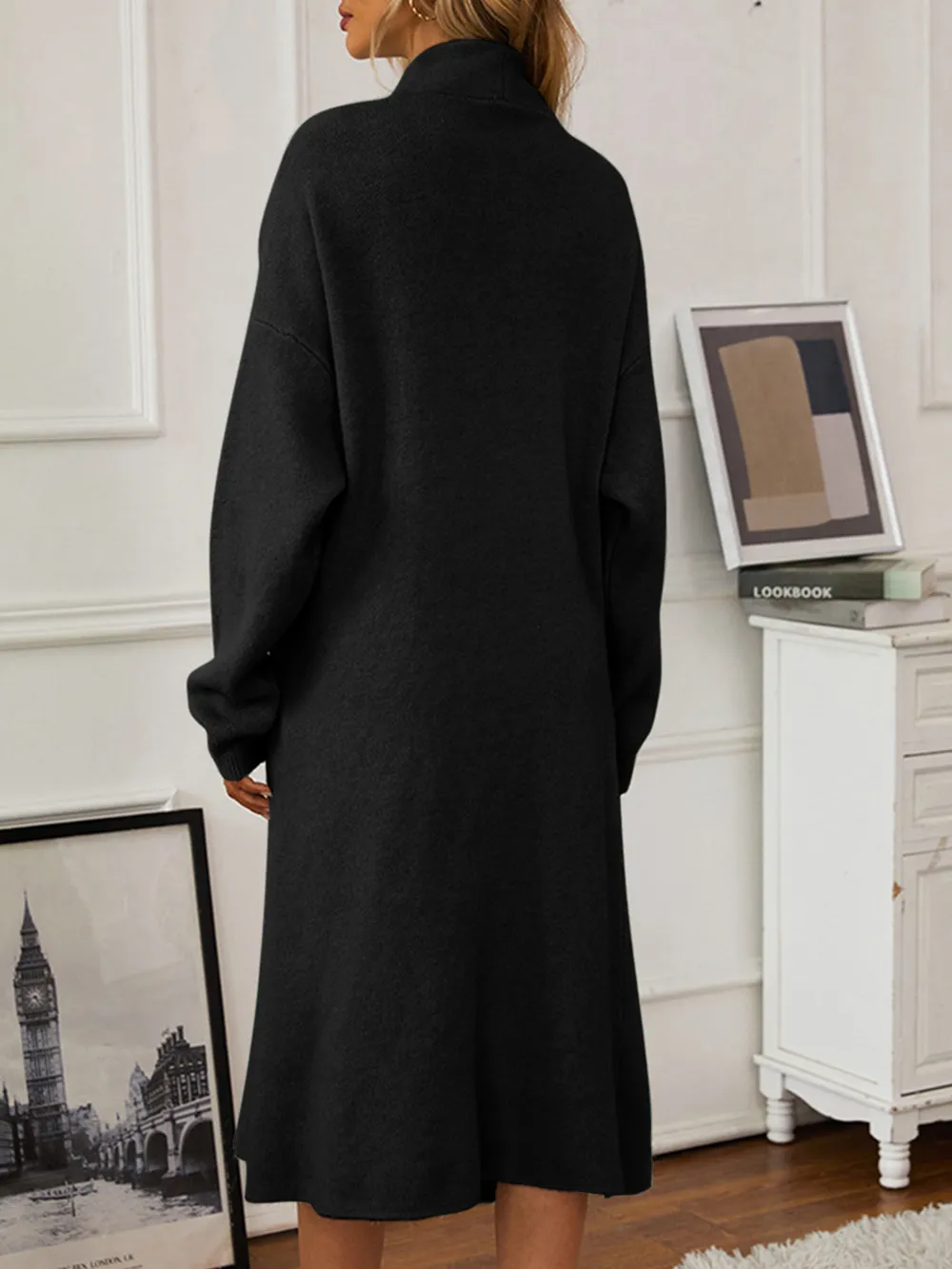 V-Neck Cami Dress and Open Front Cardigan Sweater Set, image 14