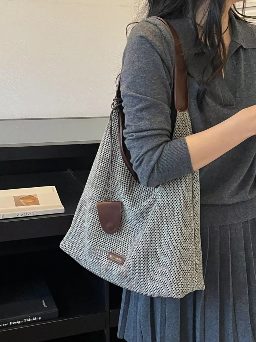 Crochet Knit Shoulder Bag, image 2