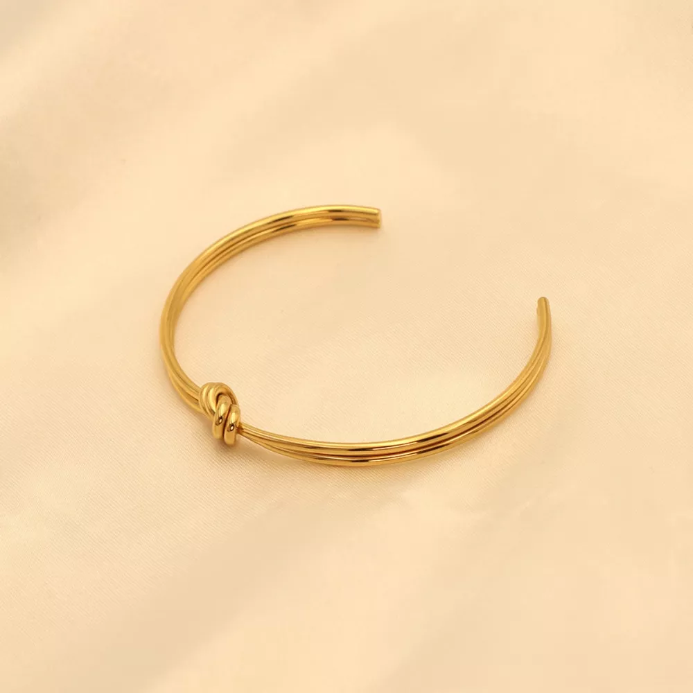 18K Gold-Plated Knot Open Bracelet, image 4
