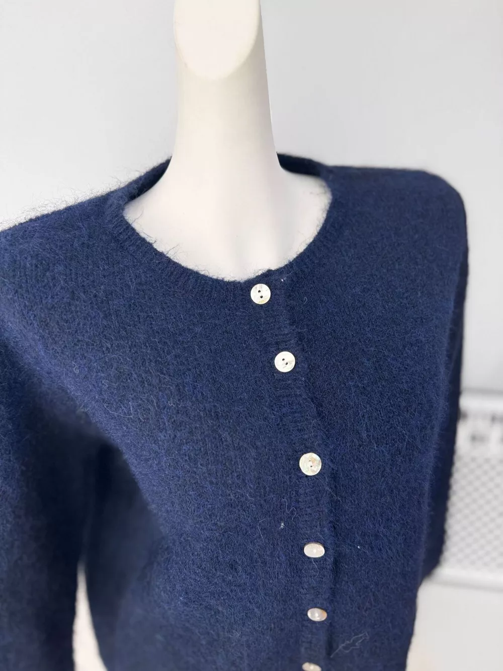 Fuzzy Knit Button-Down Cardigan, image 3