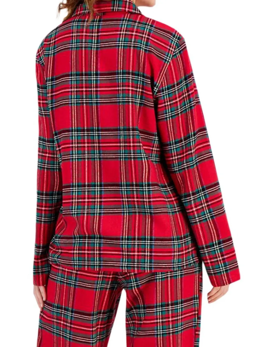 Plaid Collared Neck Button Up Top and Pants Lounge Set, image 4