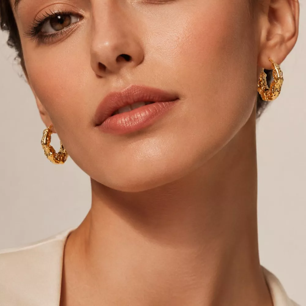 18K Gold-Plated Stainless Steel Hoop Earrings
