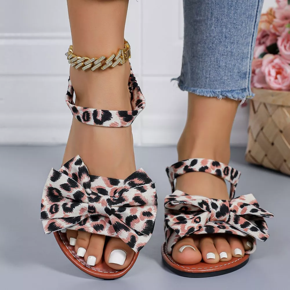 Leopard Print Bow Sandals