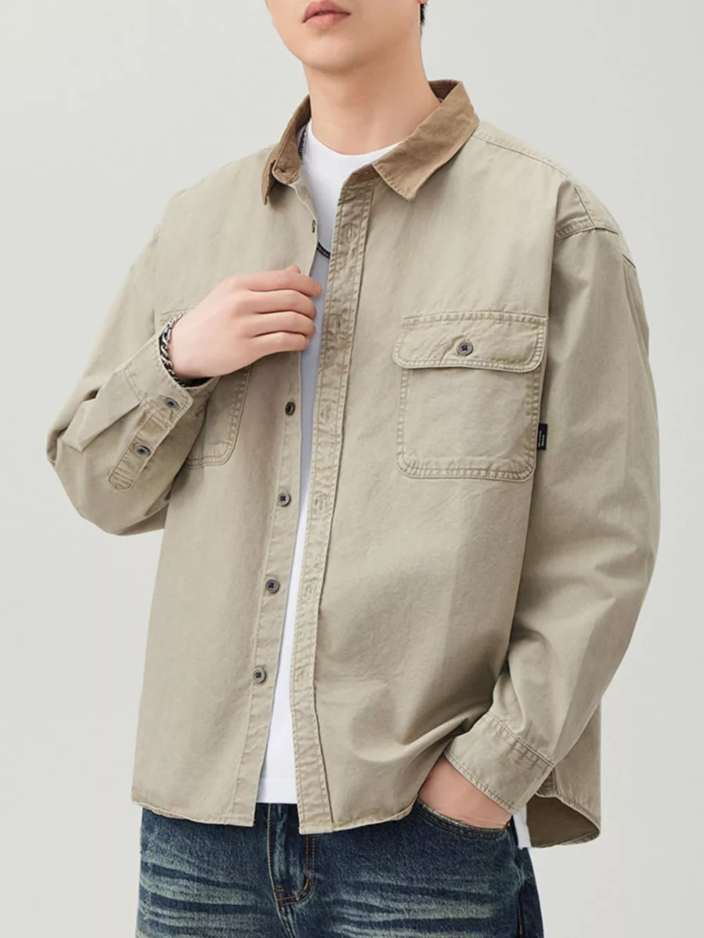 Men's Plus Size Button Up Long Sleeve Shirt, image 4