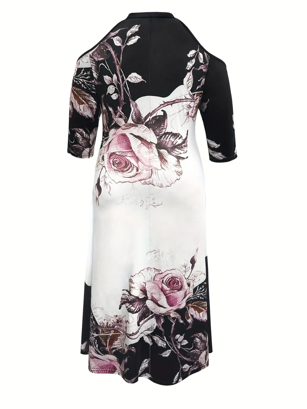 Plus Size Cutout Printed Cold Shoulder Dress, image 2