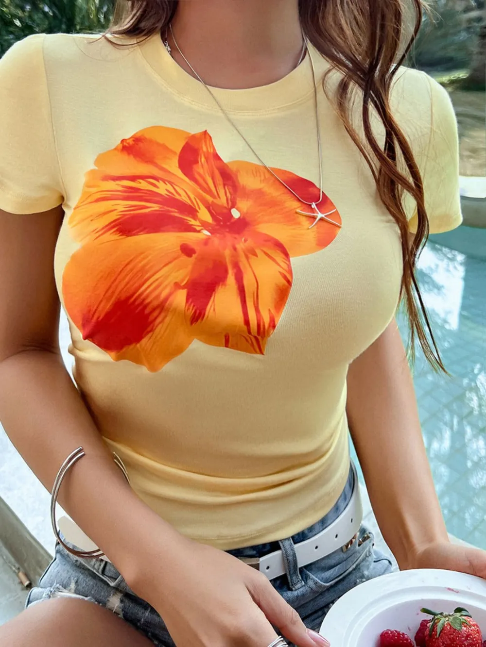 Graphic Round Neck Short Sleeve T-Shirt, image 17