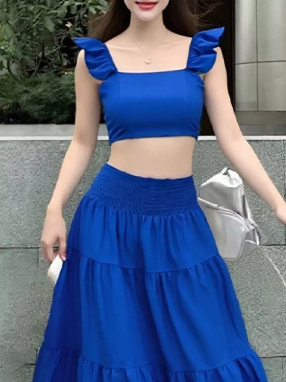 Crop Top and Tiered Maxi Skirt Set, image 19