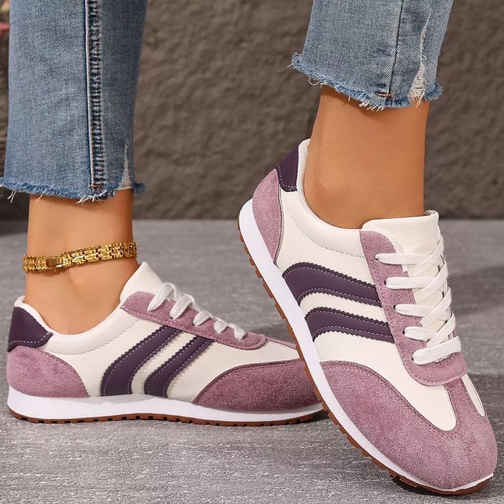 Striped Lace-Up Casual Sneakers, image 2