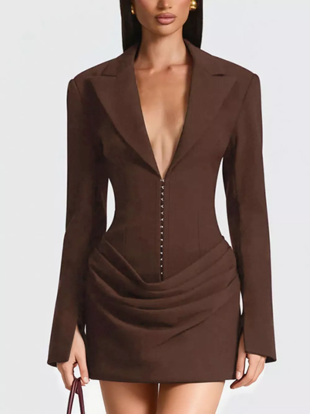 Full Size Blazer-Style Long Sleeve Mini Dress Plus Size, image 9