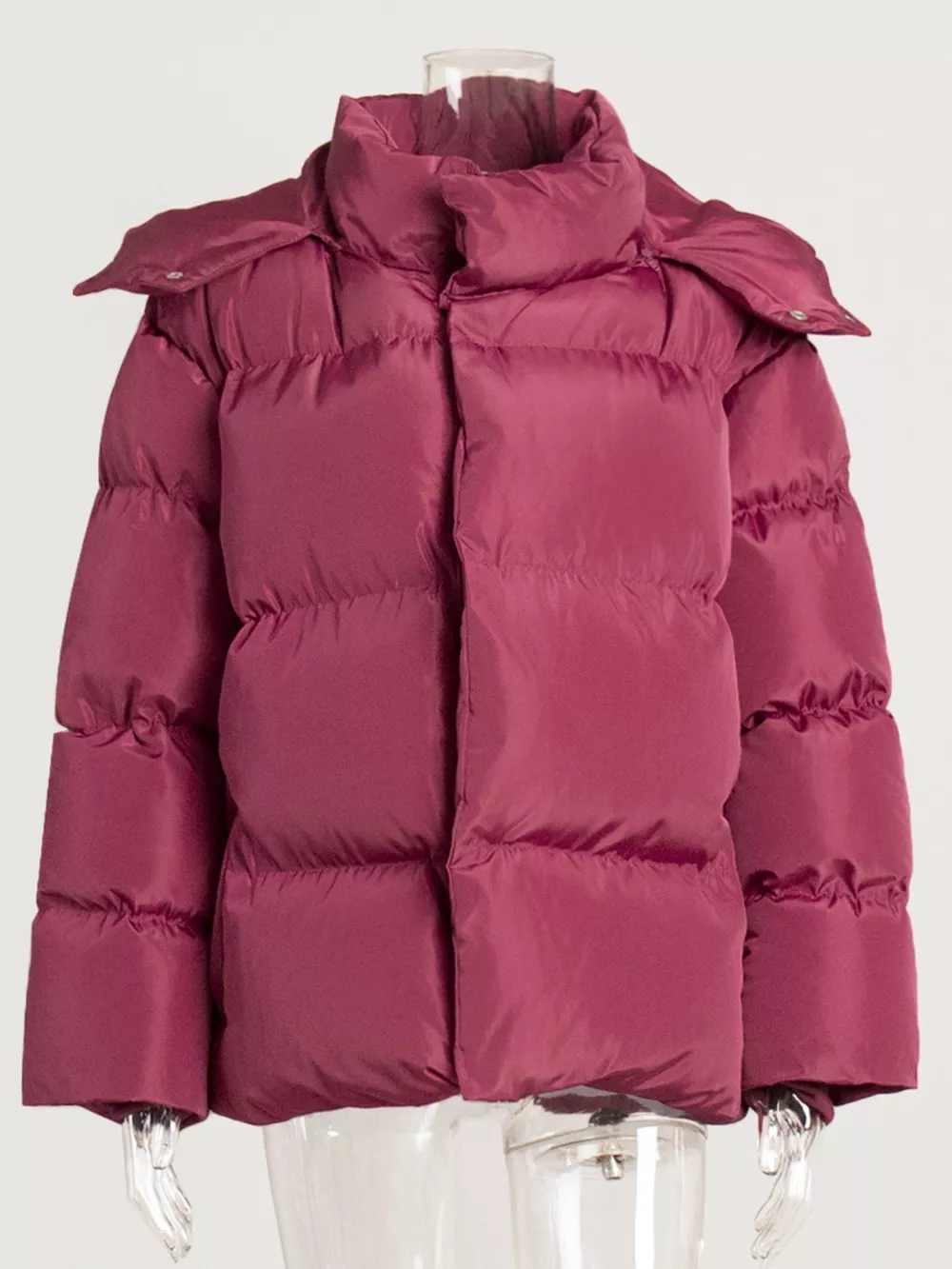 Pocketed Zip Up Hooded Puffer Jacket, image 8