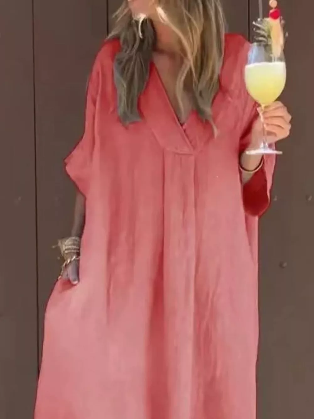 Full Size V-Neck Maxi Dress with Flowy Silhouette Plus Size, image 13