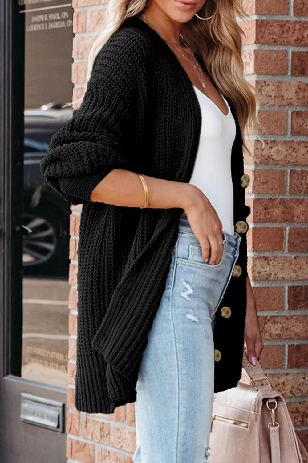 Chunky Knit Button-Down Cardigan, image 10