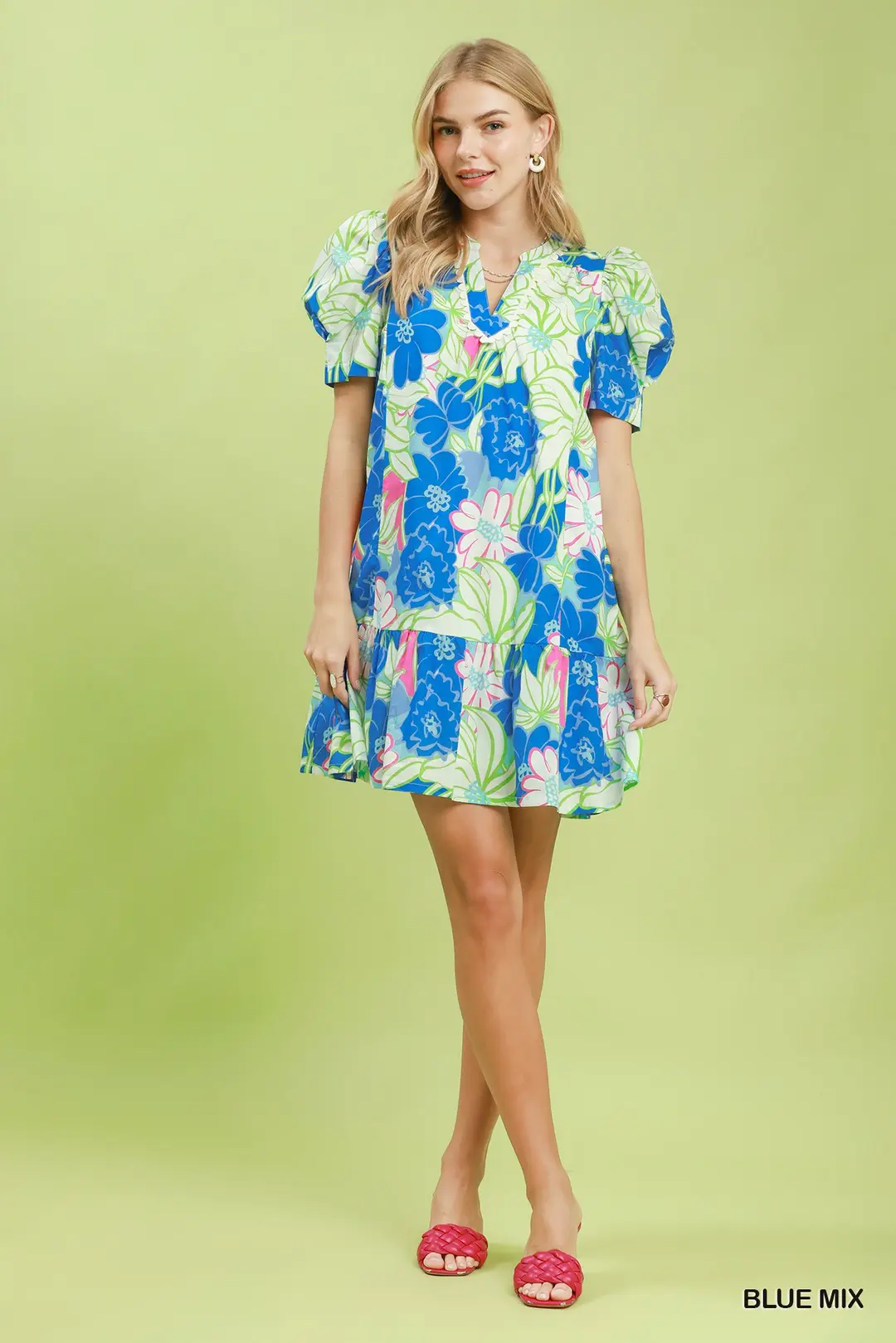 Floral Puff Sleeve Tiered Mini Dress, image 5
