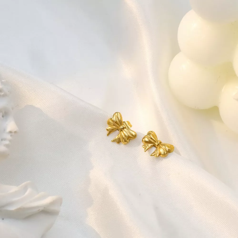 18K Gold-Plated Bow Earrings, image 3