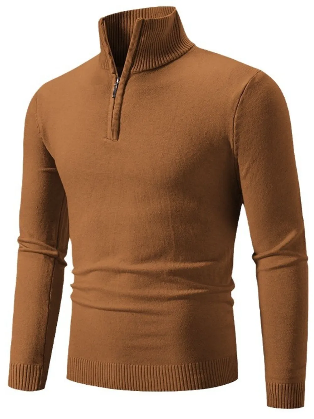 Men's Plus Size Quarter Zip Long Sleeve Knit Top, image 10
