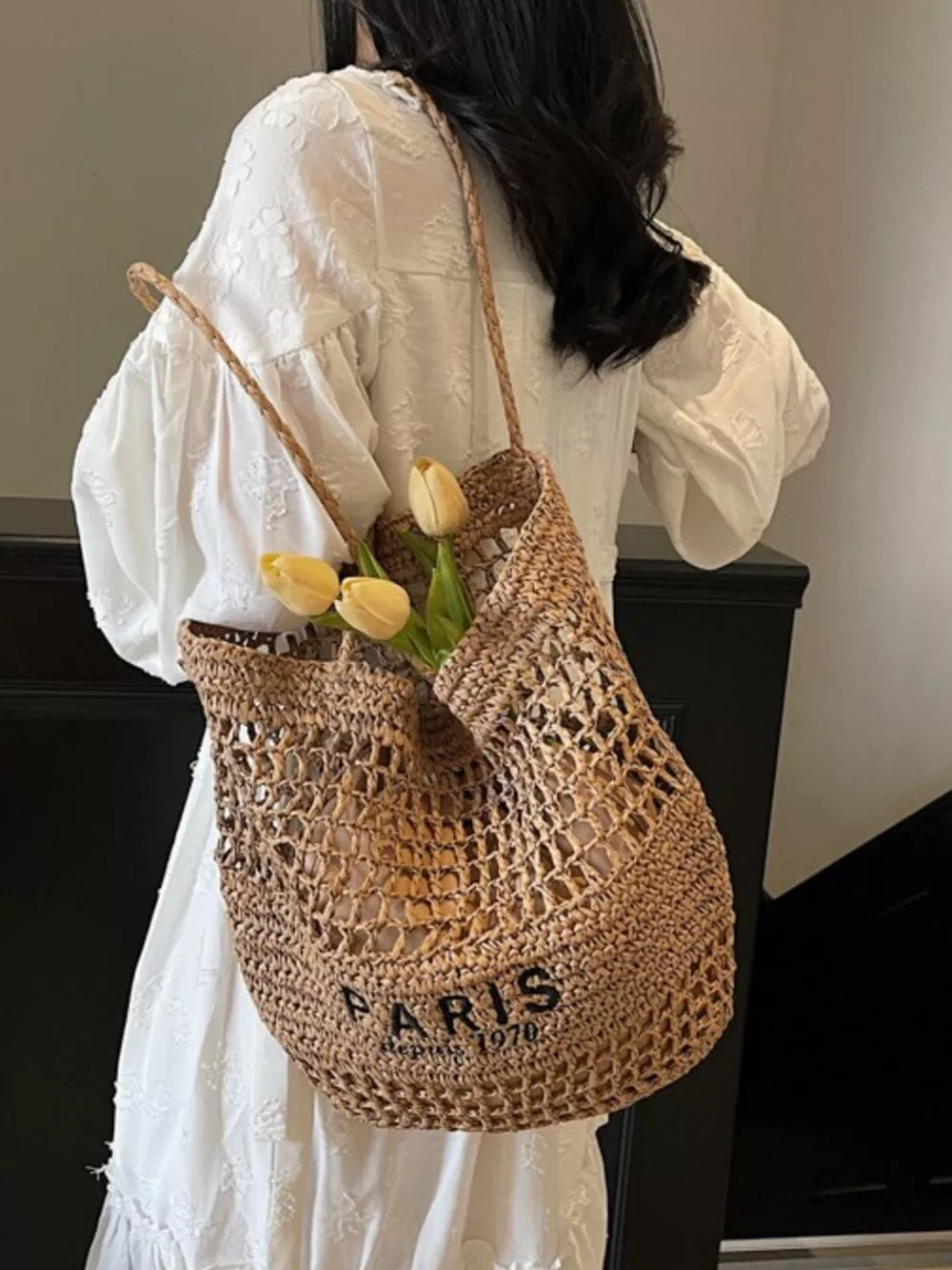 Woven Straw Shoulder Bag, image 3