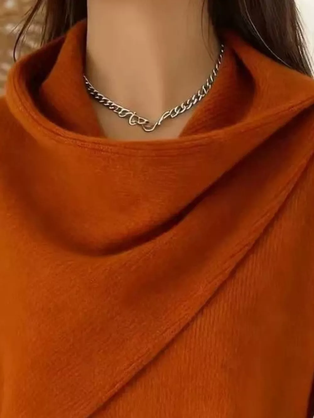 Full Size Solid Color Cowl Neck Sweater Plus Size, image 11