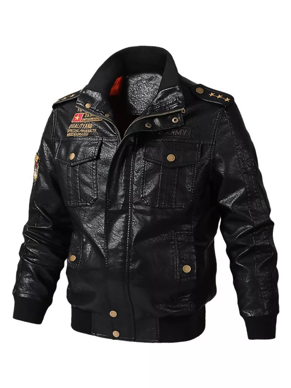 Men's Plus Size Zip Up Leather Jacket, image 2
