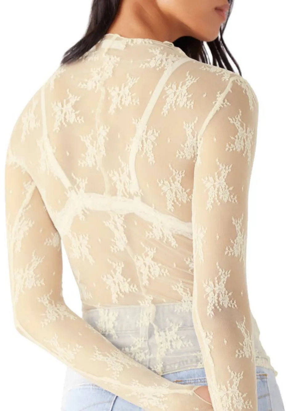 Lace Mock Neck Long Sleeve Blouse, image 8