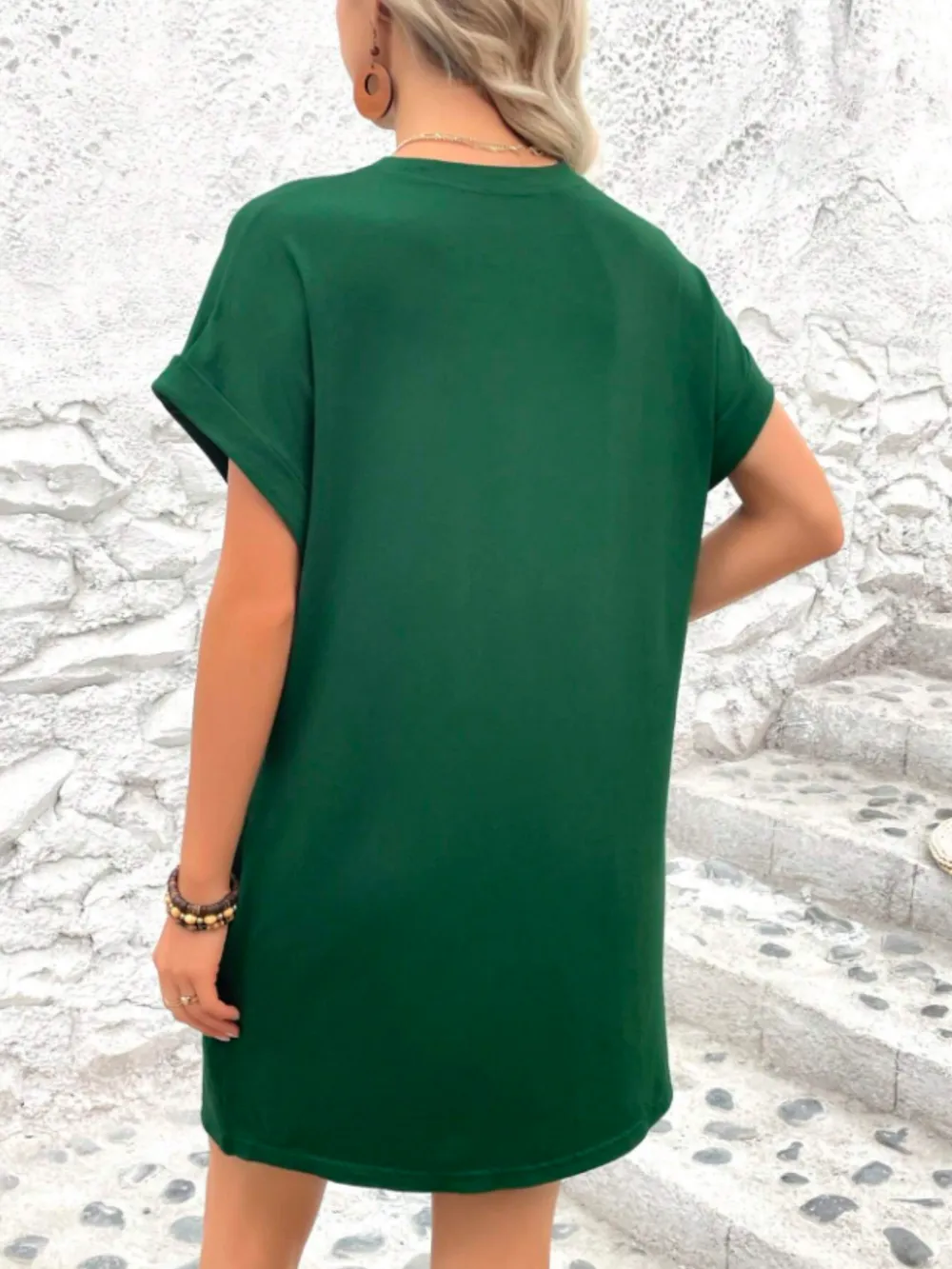 Round Neck Short Sleeve Mini Tee Dress with Pockets, image 10
