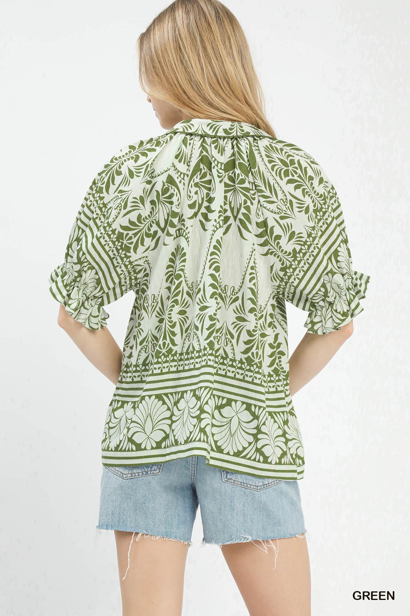 Two Tone Boarder Print Top, image 4