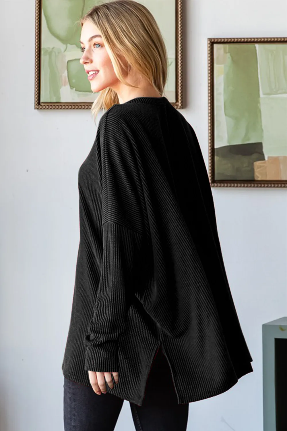 Sequin Nutcracker Long Sleeve Ribbed Top, image 2