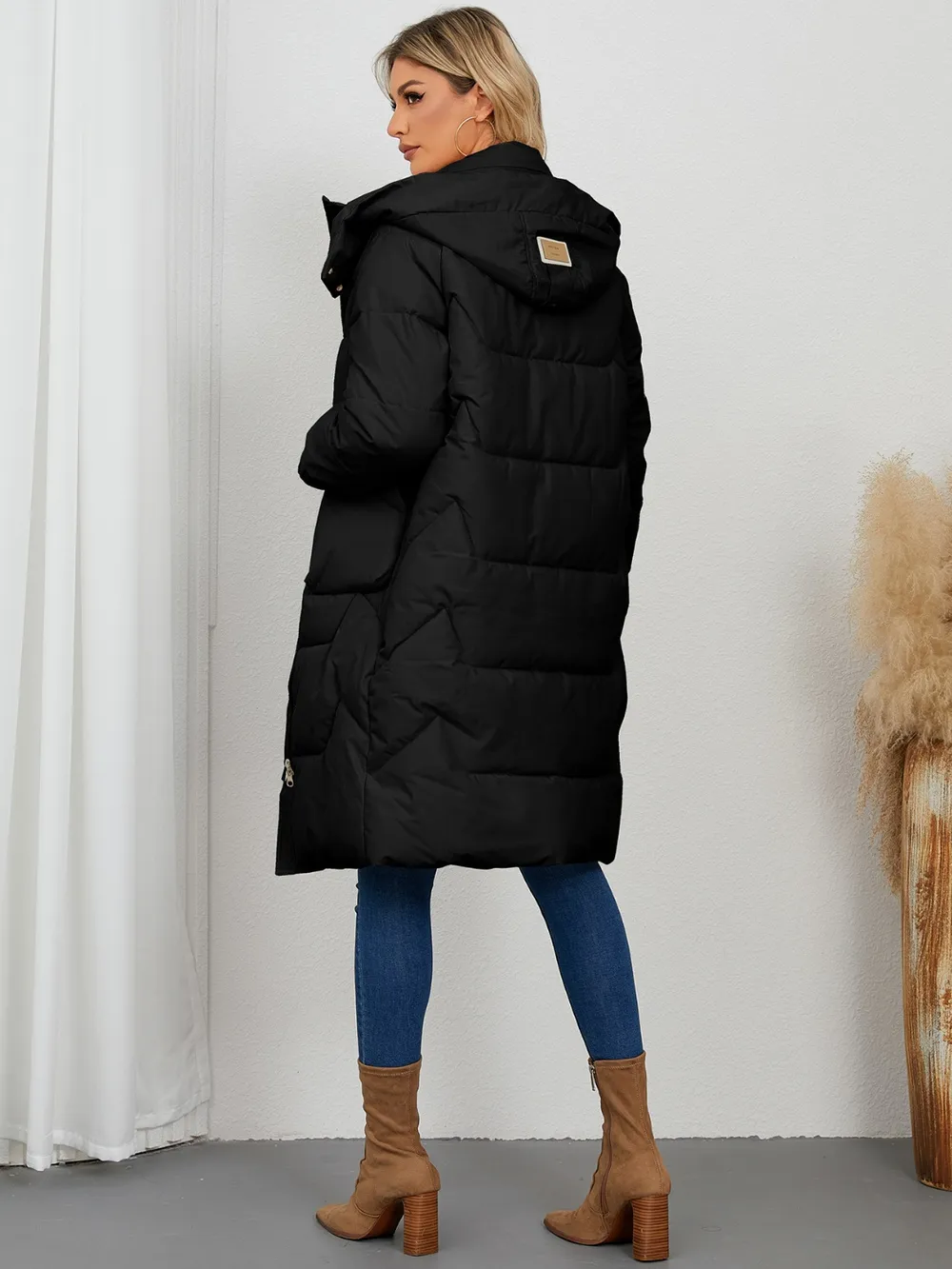 Long Sleeve Longline Hooded Winter Coat, image 8