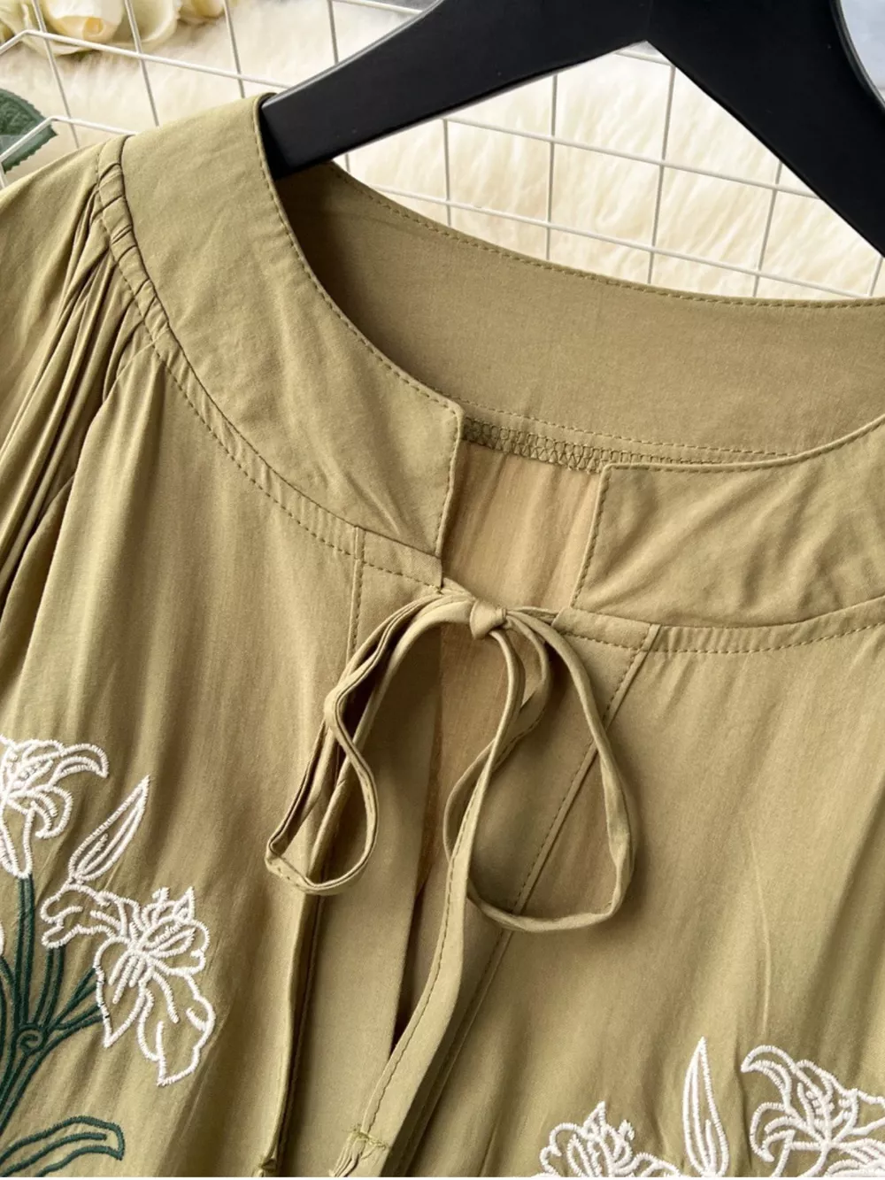 Floral Button Front Long Sleeve Dress, image 3