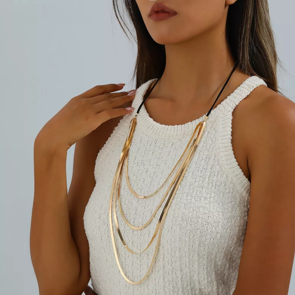 Multi-Layered Snake Chain Necklace, image 3