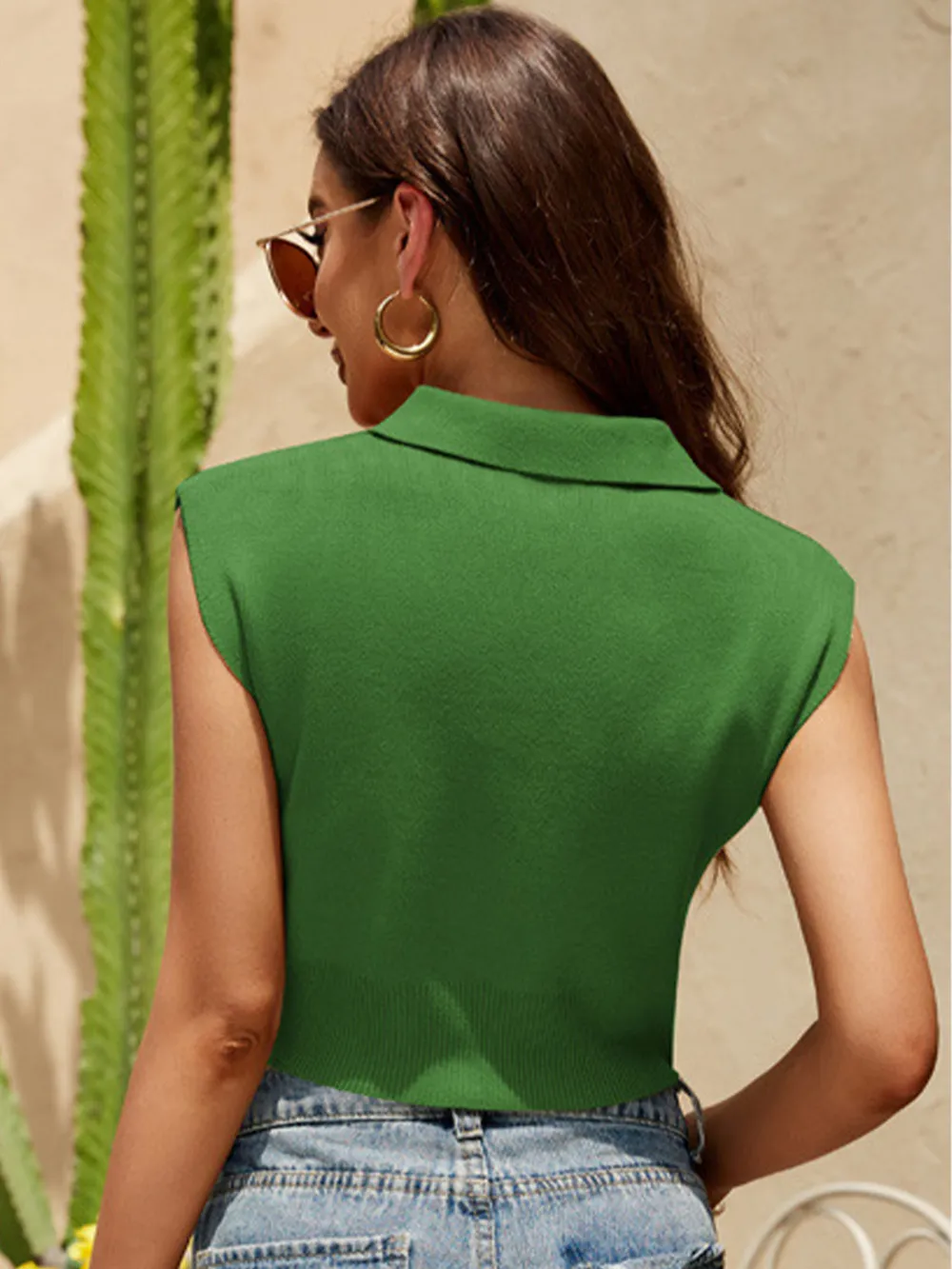 Johnny Collar Sleeveless Knit Top, image 5