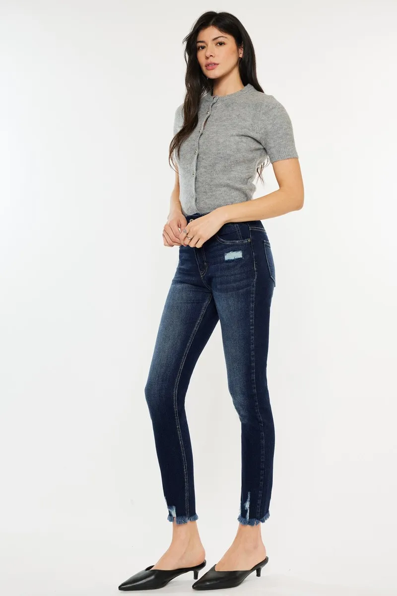 Full Size Cat's Whiskers Raw Hem High Waist Jeans, image 5