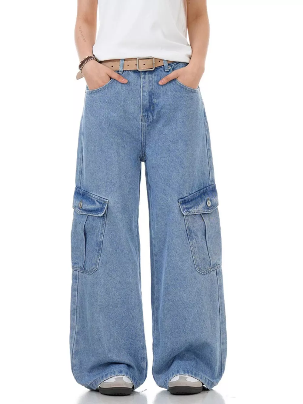 Men's Wide Leg Cargo Jeans, image 2