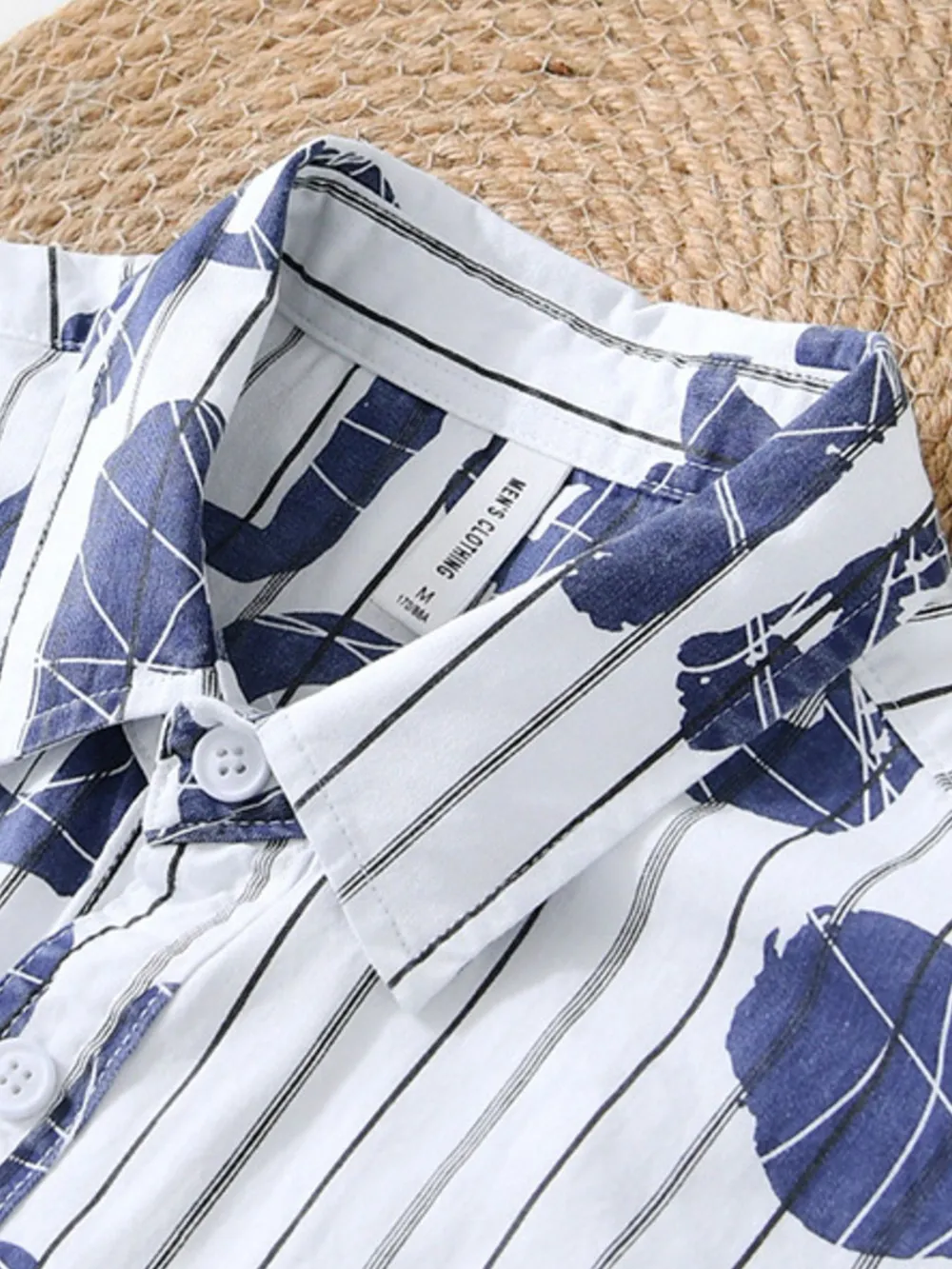 Men's Plus Size Letter Print Striped Short Sleeve Casual Shirt, image 8