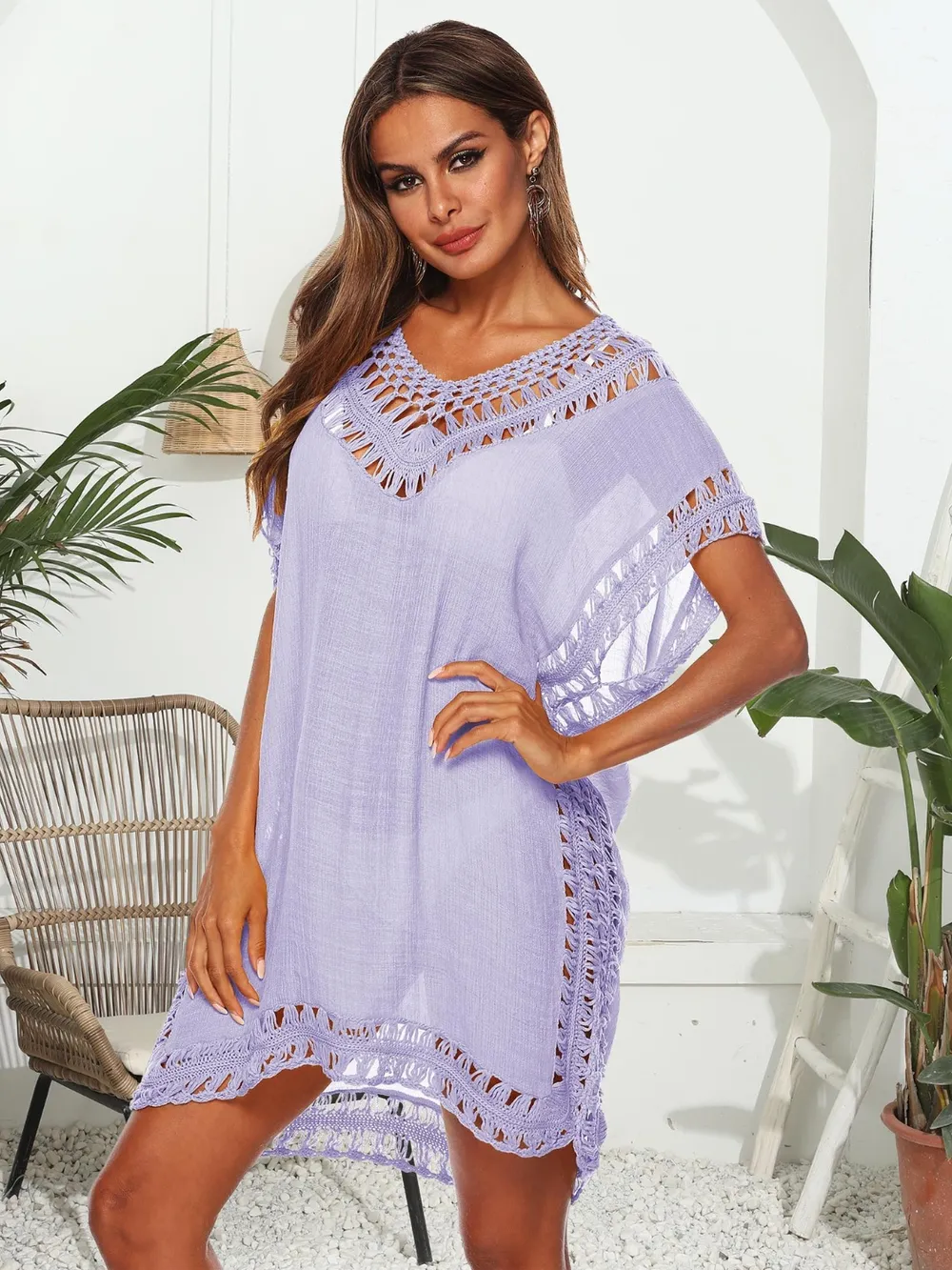 Cutout V-Neck Short Sleeve Cover-Up, image 5