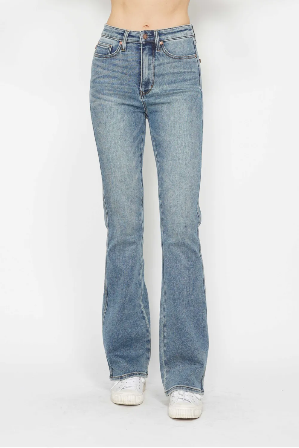 Full Size Tummy Control Back Embroidered Pocketed Bootcut Jeans Plus Size, image 9