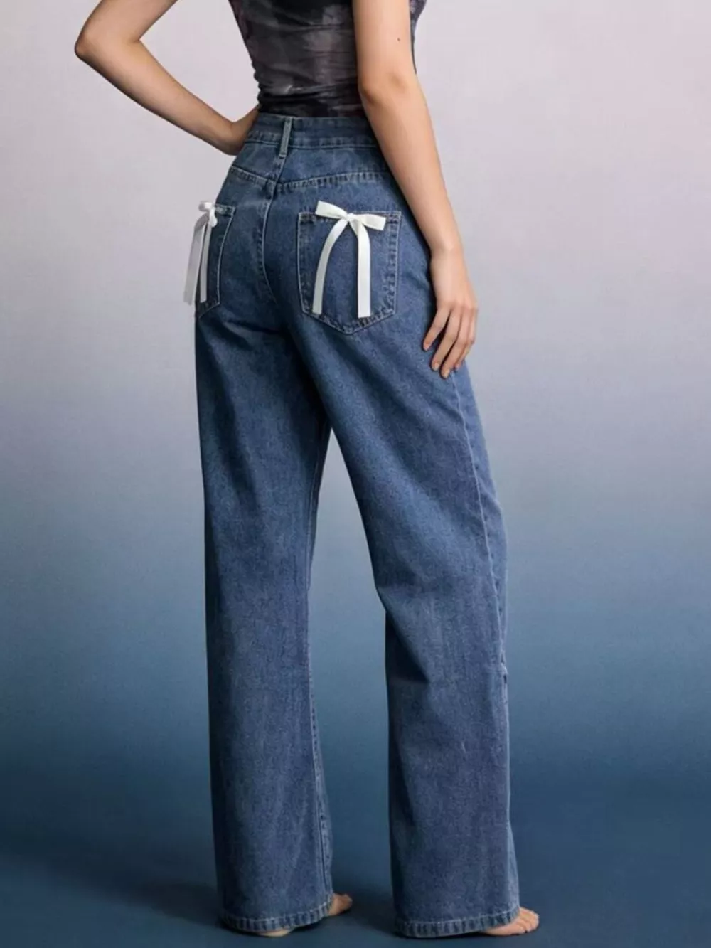 Bow Back Wide Leg Jeans, image 8