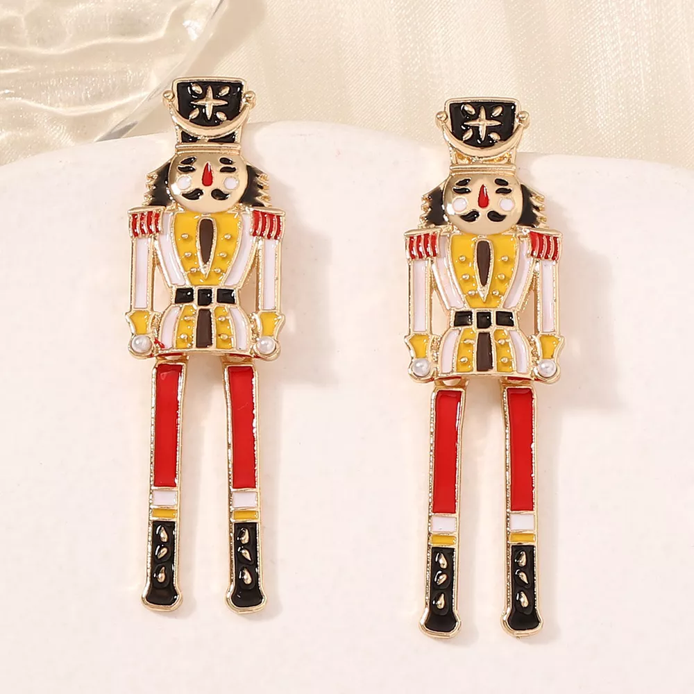 Christmas 18K Gold-Plated Nutcracker Soldier Earrings, image 3