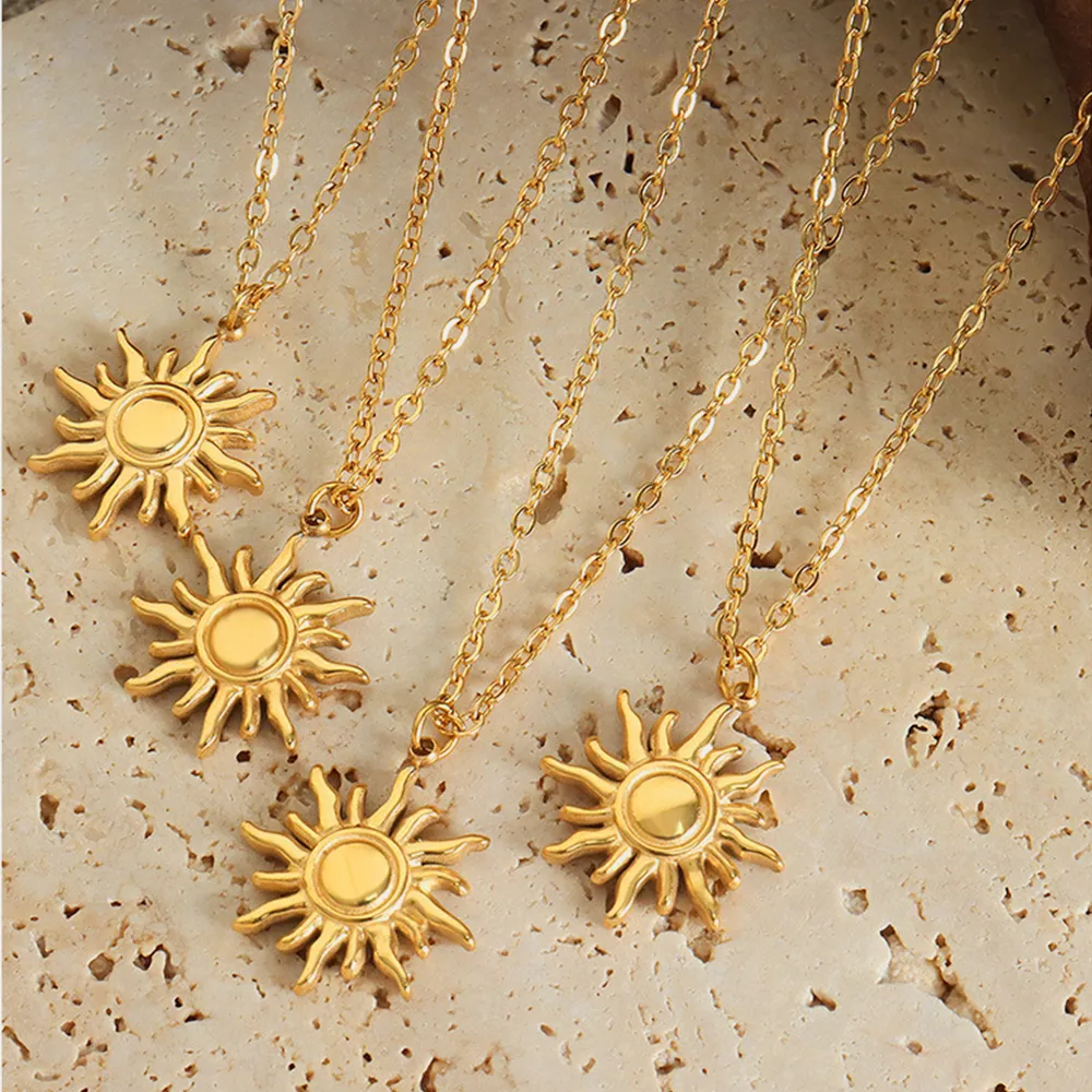 Titanium Steel Sun Shape Pendant Necklace, image 6
