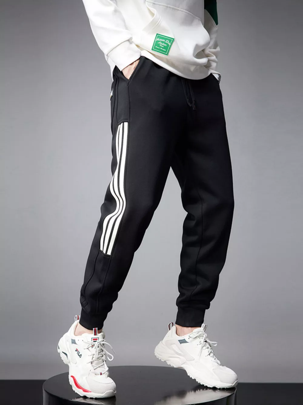 Men's Side Striped Drawstring Joggers, image 2