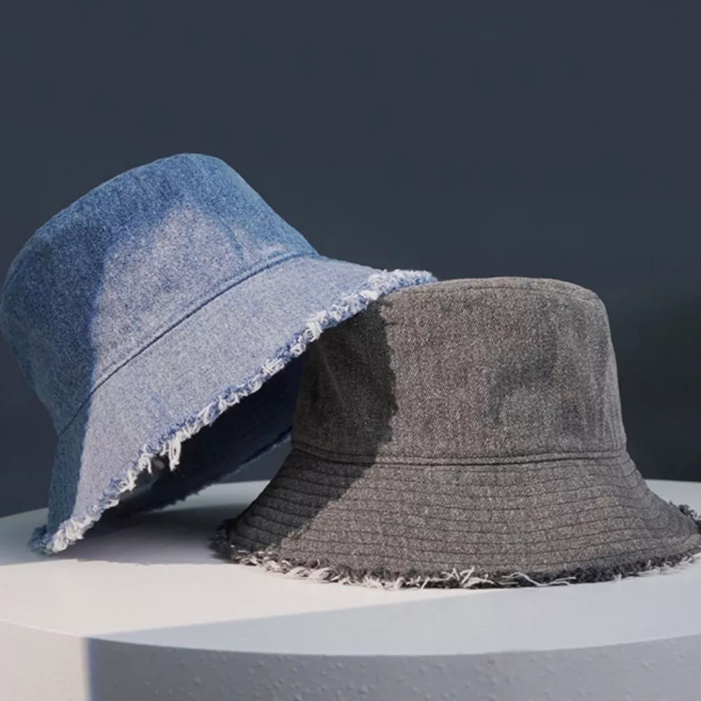 Frayed Hem Denim Bucket Hat, image 2