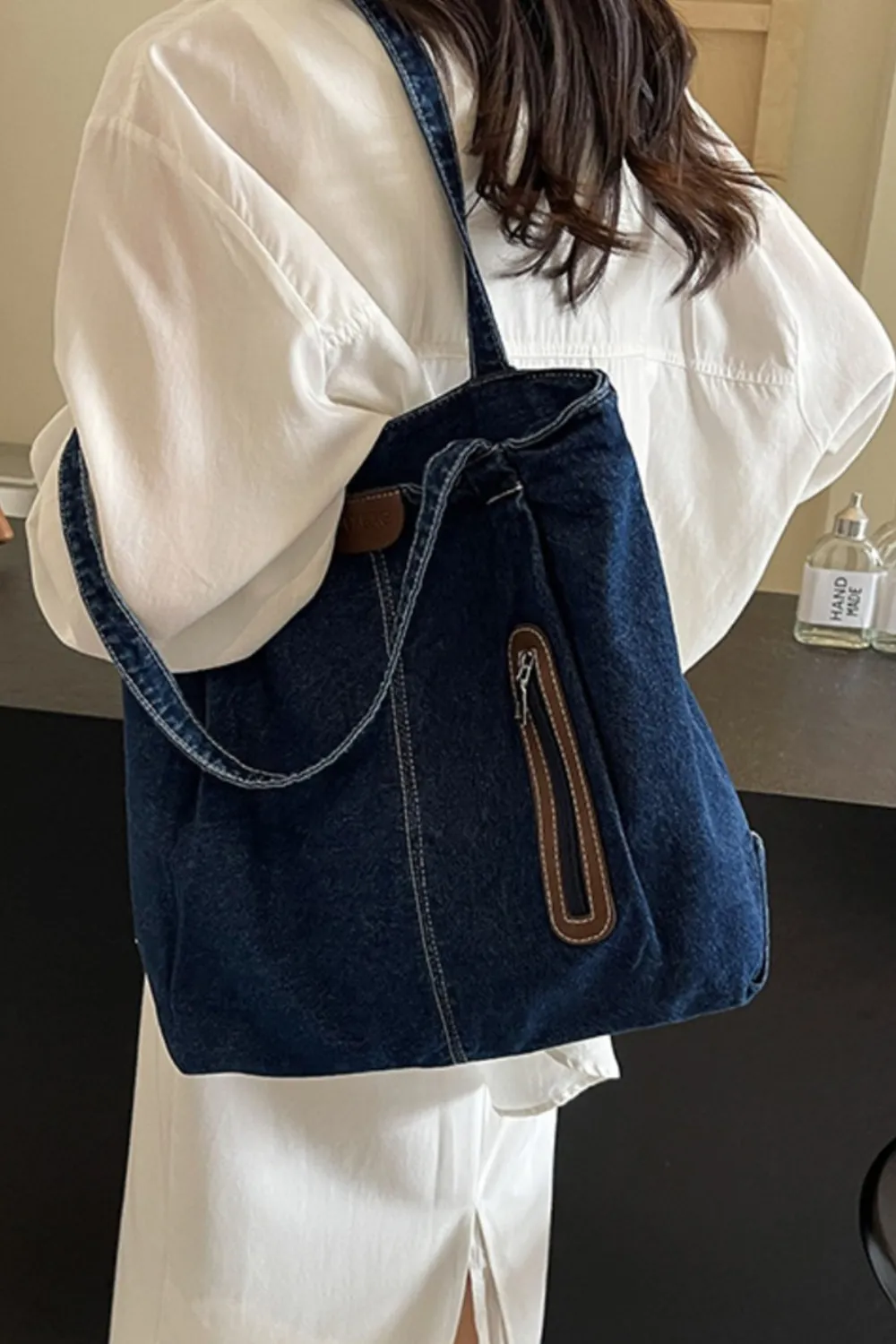 Medium Denim Tote Bag, image 9